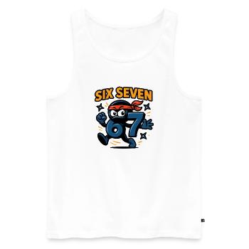 Six Seven 67 Italian Brainrot Ninja Humor Lustig - Männer Premium Bio Tank Top - Weiß - Vorne - AI Model Male 178 light (178cm)
