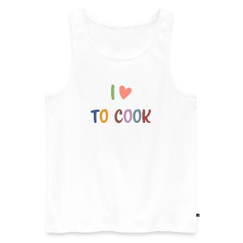 I Love To Cook Colorful Letters Cute Foodie - Men's Premium Organic Tank Top - white - Front - AI Model Male 178 light (178cm)
