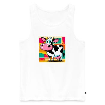 Kuh - Männer Premium Bio Tank Top - Weiß - Vorne - Michal (187cm)