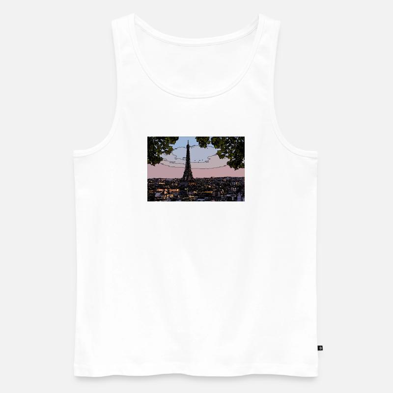 Paris Abendstimmung am Eiffelturm - Männer Premium Bio Tank Top - Weiß