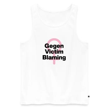 GEGEN VICTIM BLAMING – JETZT! ♀ FEMALE POWER GIRLS - Männer Premium Bio Tank Top - Weiß - Vorne - AI Model Male 178 light (178cm)