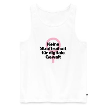KEINE STRAFREIHEIT FÜR DIGITALE GEWALT! ♀ GIRLS - Männer Premium Bio Tank Top - Weiß - Vorne - Michal (187cm)