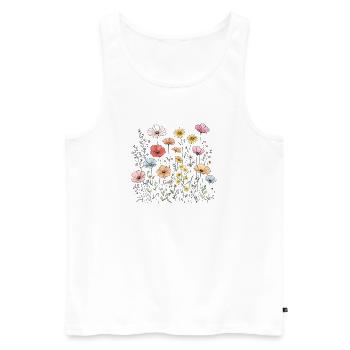 Fleurs sauvages Fleurs Fleurs Jardin botanique naturel - Débardeur bio Premium Homme - blanc - Devant - Michal (187cm)
