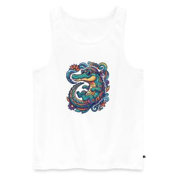 Farbenfrohes Krokodil Sommer Wasser Sonnenbrille - Männer Premium Bio Tank Top - Weiß - Vorne - Michal (187cm)