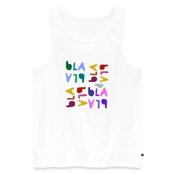 Bla bla bla  - Männer Premium Bio Tank Top - Weiß - Vorne - AI Model Male 178 light (178cm)