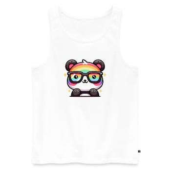 Regenbogen Panda mit Sonnenbrille - Männer Premium Bio Tank Top - Weiß - Vorne - AI Model Male 178 light (178cm)