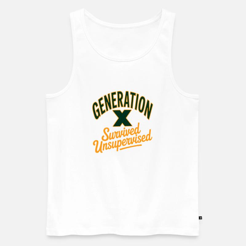 Generation X Survived Unsupervised - Männer Premium Bio Tank Top - Weiß