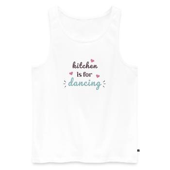 Kitchen Is For Dancing Cute Cooking Quote Design - Men's Premium Organic Tank Top - white - Front - AI Model Male 178 light (178cm)