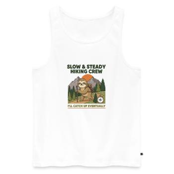 Slow & Steady Hiking Sloth Crew - Men's Premium Organic Tank Top - white - Front - Michal (187cm)