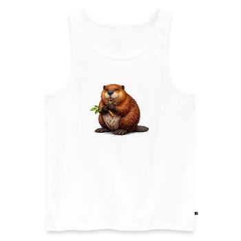 Biber Tier Wildnis - Männer Premium Bio Tank Top - Weiß - Vorne - Michal (187cm)