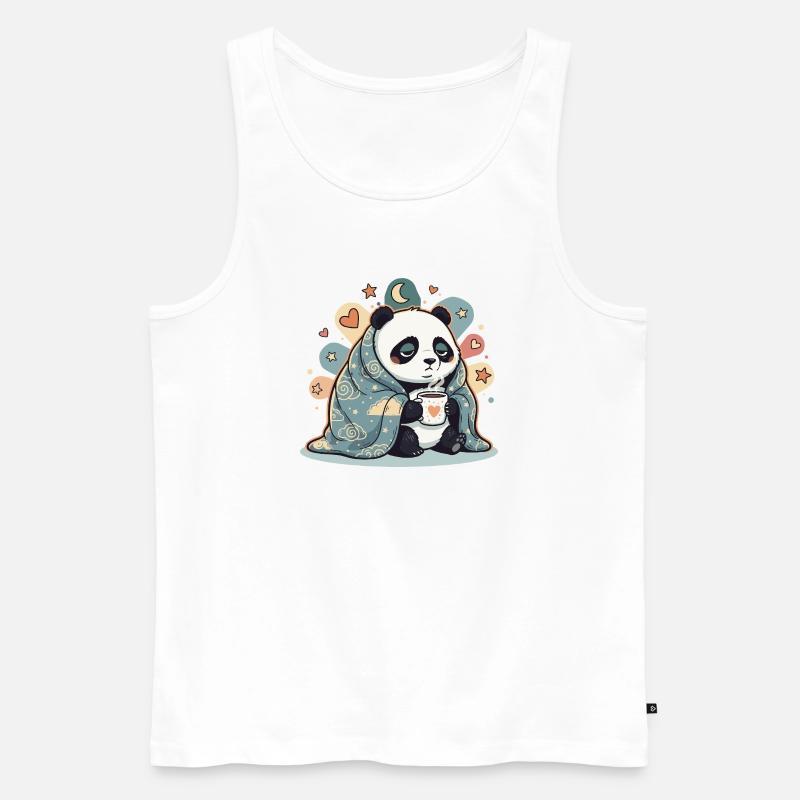 Kuschelpanda unter Wolkendecke - Männer Premium Bio Tank Top - Weiß