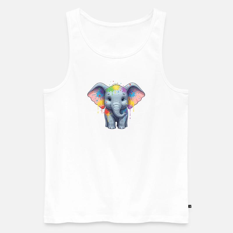 Bunter Elefanten-Splash - Männer Premium Bio Tank Top - Weiß
