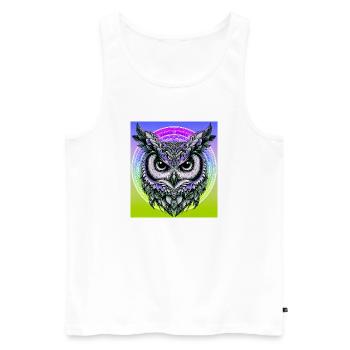 Eule - Männer Premium Bio Tank Top - Weiß - Vorne - AI Model Male 178 light (178cm)