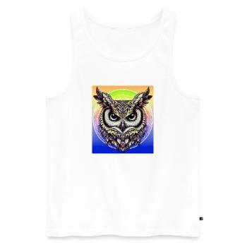 Eule - Männer Premium Bio Tank Top - Weiß - Vorne - AI Model Male 178 light (178cm)