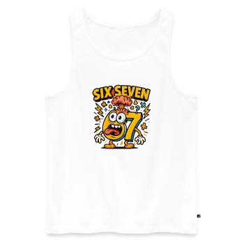 Six Seven 67 Italian Brainrot Nerd Humor Funny - Men's Premium Organic Tank Top - white - Front - AI Model Male 178 light (178cm)