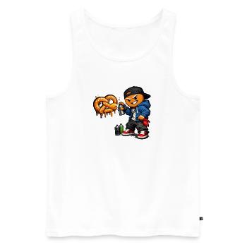 T-shirt Alsace Street Art Pretzel Spray Crew - Männer Premium Bio Tank Top - Weiß - Vorne - AI Model Male 178 light (178cm)