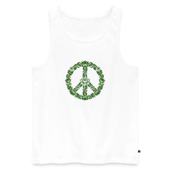 Peace Zeichen Blumen Floral Boho Style - Männer Premium Bio Tank Top - Weiß - Vorne - Michal (187cm)