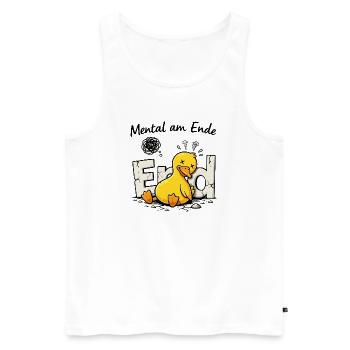 Chaos-Quietscheente  - Männer Premium Bio Tank Top - Weiß - Vorne - AI Model Male 178 light (178cm)