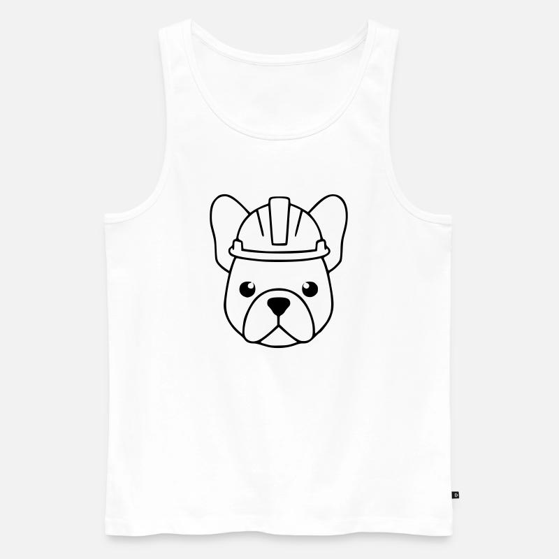 Frenchie Bauhelm Kopf Outline - Männer Premium Bio Tank Top - Weiß