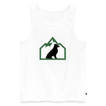 Dog Mountains Outdoor Crest - Men's Premium Organic Tank Top - white - Front - AI Model Male 178 light (178cm)