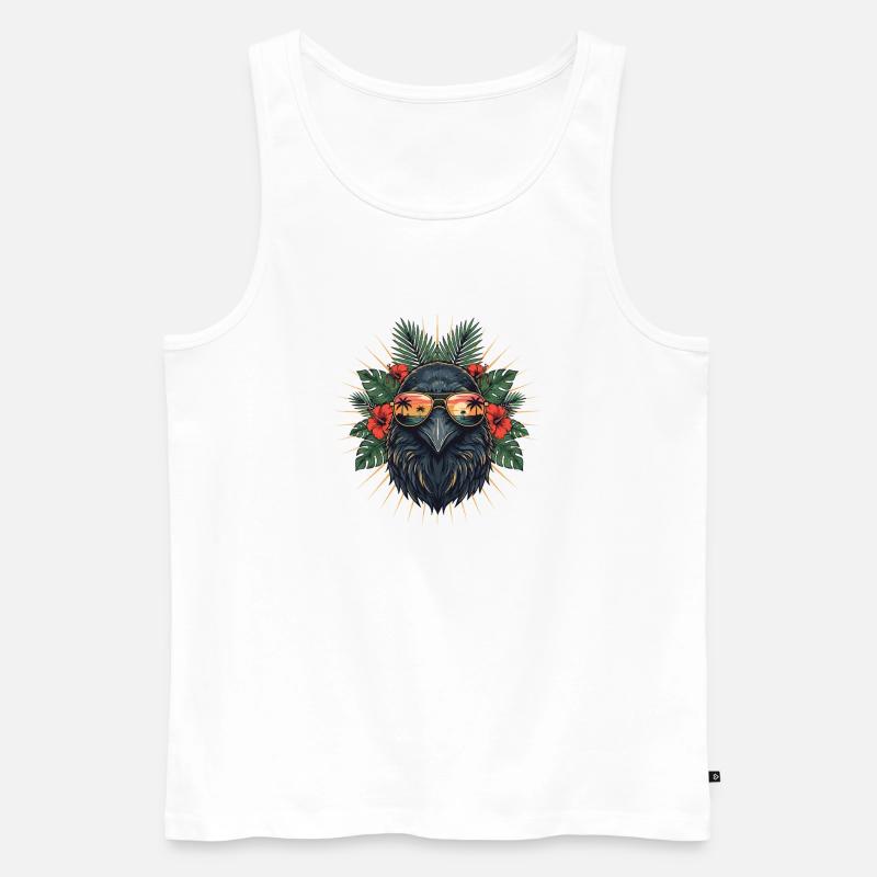 Tropenvogel mit Sonnenbrille - Männer Premium Bio Tank Top - Weiß