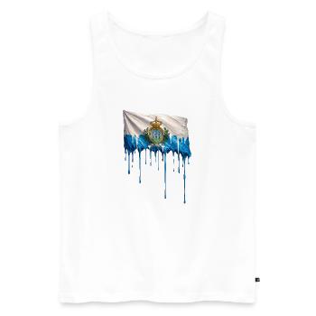 Flag San Marino Drop Art - Men's Premium Organic Tank Top - white - Front - AI Model Male 178 light (178cm)