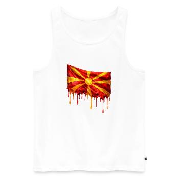 Macedonian Flag Drop - Men's Premium Organic Tank Top - white - Front - Michal (187cm)