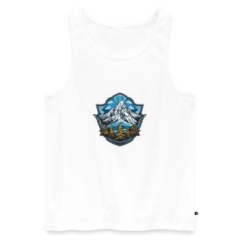 Alpen Gipfelsee Landschaftsabzeichen - Männer Premium Bio Tank Top - Weiß - Vorne - AI Model Male 178 light (178cm)