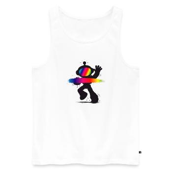 Robot Silhouette Rainbow Splash Design - Men's Premium Organic Tank Top - white - Front - Michal (187cm)