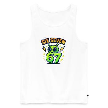 Six Seven 67 Italian Brainrot Alien Humor Funny - Men's Premium Organic Tank Top - white - Front - Michal (187cm)