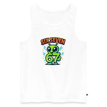 Six Seven 67 Italian Brainrot Alien Humor Funny - Men's Premium Organic Tank Top - white - Front - AI Model Male 178 light (178cm)