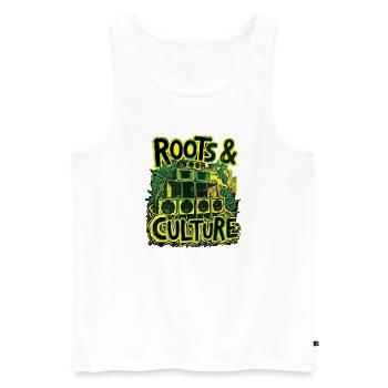 Roots Culture Dub Reggae - Männer Premium Bio Tank Top - Weiß - Vorne - AI Model Male 178 light (178cm)