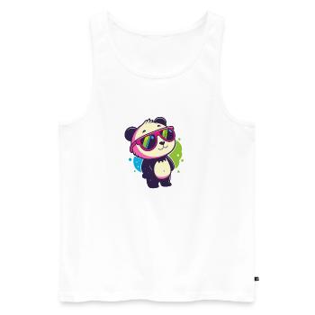 Niedliche Panda-Neonbrille - Männer Premium Bio Tank Top - Weiß - Vorne - Michal (187cm)