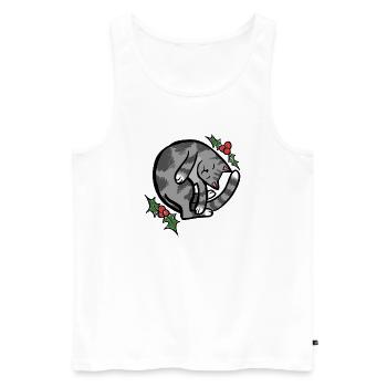 Chat Douillet et Endormi avec Holly - Débardeur bio Premium Homme - blanc - Devant - AI Model Male 178 light (178cm)