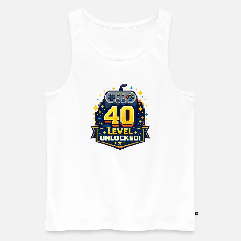 40 Level Freigeschaltet Retro Controller - Männer Premium Bio Tank Top - Weiß