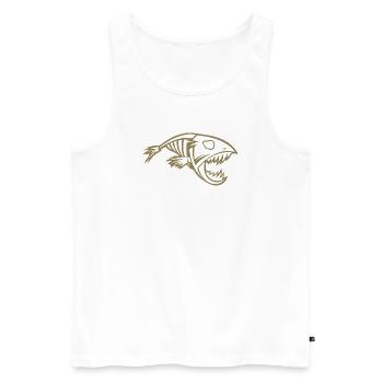 Minimalist Piranha Silhouette Angler Fish - Men's Premium Organic Tank Top - white - Front - Michal (187cm)