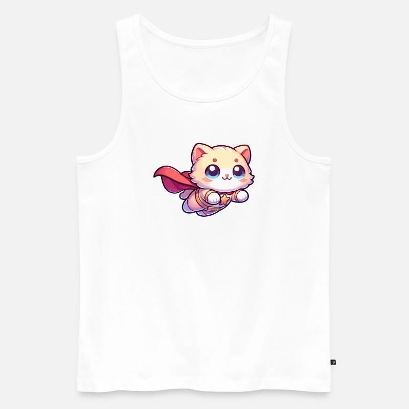 Superheld Katze Kätzchen Helden Mieze - Männer Premium Bio Tank Top - Weiß