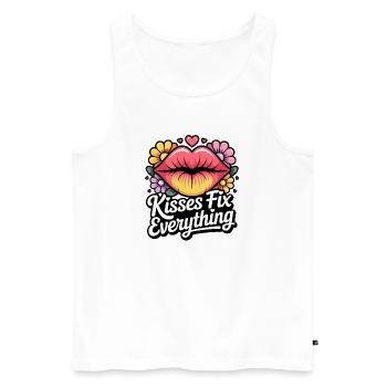Kisses and hugs heal everything - Men's Premium Organic Tank Top - white - Front - AI Model Male 178 light (178cm)