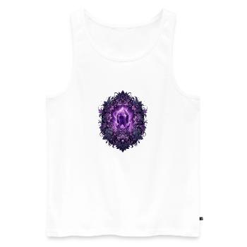 Cercle de Lotus au Cristal Pourpre - Débardeur bio Premium Homme - blanc - Devant - Michal (187cm)