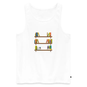 Lecteur Bookaholic Love Books Heartbeat - Livre lu - Débardeur bio Premium Homme - blanc - Devant - AI Model Male 178 light (178cm)