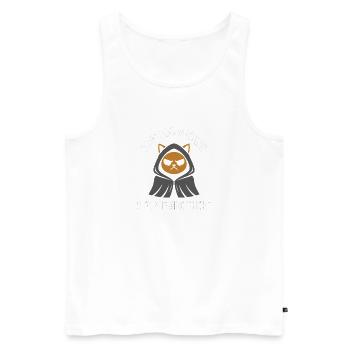 Wütender Hund im Hoodie – Don’t Go Outside - Männer Premium Bio Tank Top - Weiß - Vorne - AI Model Male 178 light (178cm)