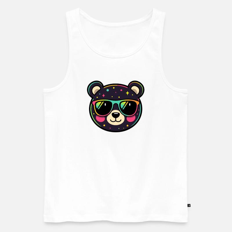 Polychromer Neon-Panda mit Brille - Männer Premium Bio Tank Top - Weiß