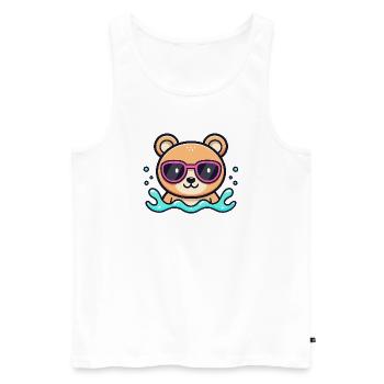 Teddy Bear Beach Pink Glasses - Men's Premium Organic Tank Top - white - Front - Michal (187cm)