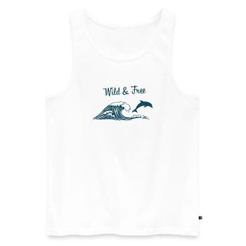 Wild & Free Ocean Wave Dolphin Surf Beach Vibes - Men's Premium Organic Tank Top - white - Front - AI Model Male 178 light (178cm)