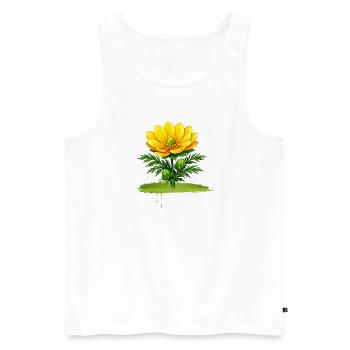 Conception de coups de pinceau nature à la fleur jaune - Débardeur bio Premium Homme - blanc - Devant - AI Model Male 178 light (178cm)