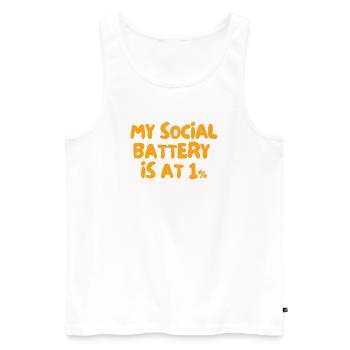 My Social Battery Is at 1% - Men's Premium Organic Tank Top - white - Front - Michal (187cm)