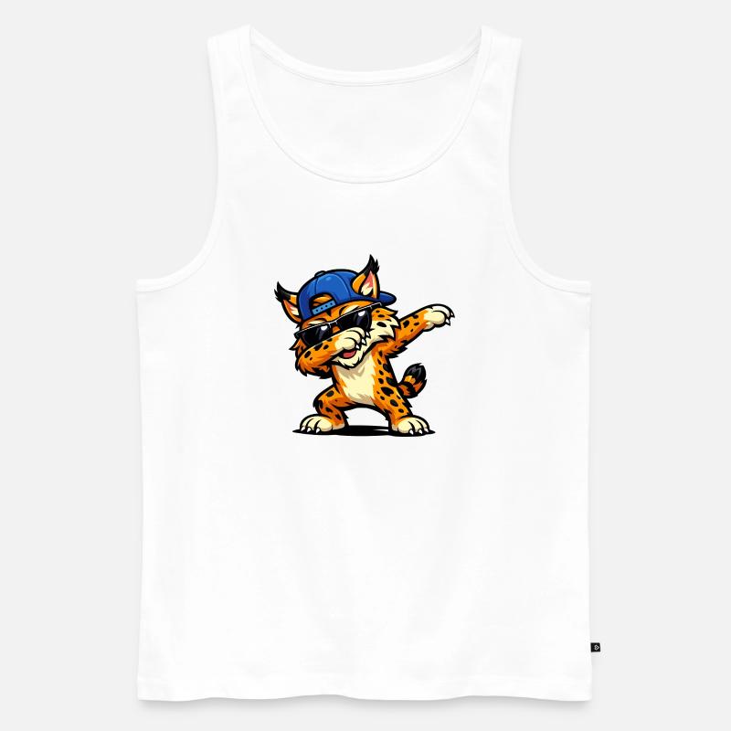 Dabbing Bobcat - Männer Premium Bio Tank Top - Weiß