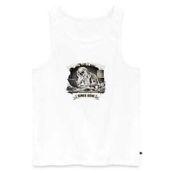 Funny Skeleton Waiting For Motivation Since 2010 - Débardeur bio Premium Homme - blanc - Devant - AI Model Male 178 light (178cm)