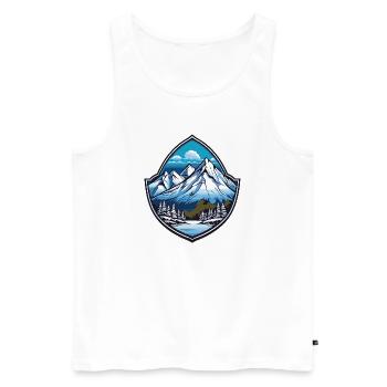 Montagnes - Débardeur bio Premium Homme - blanc - Devant - AI Model Male 178 light (178cm)