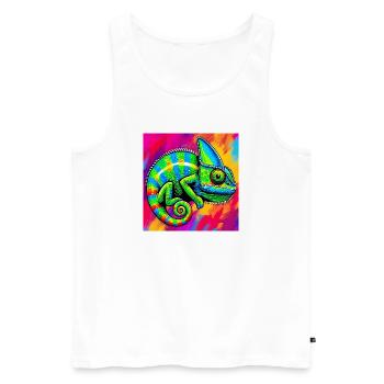 Chamäleon - Männer Premium Bio Tank Top - Weiß - Vorne - Michal (187cm)